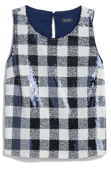 Sequin Buffalo Plaid Sleeveless Top