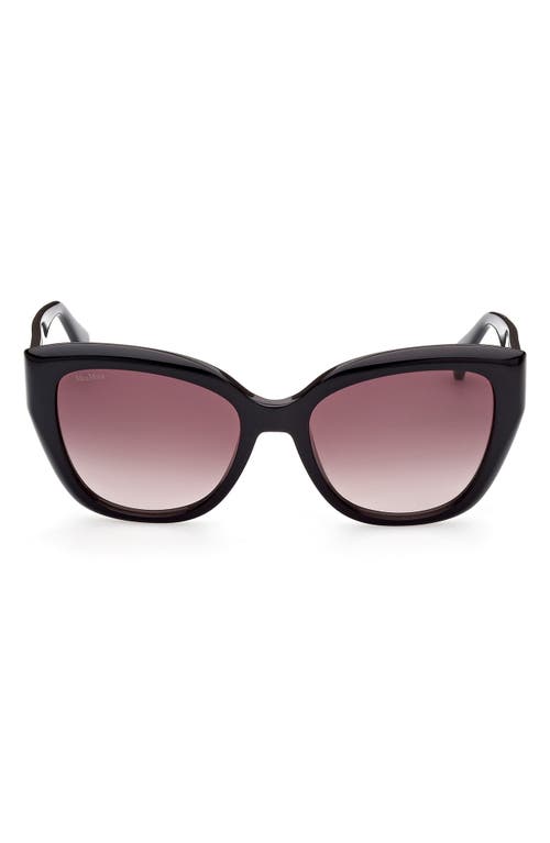 Max Mara 54mm Cat Eye Sunglasses in Shiny Black /Gradient Brown at Nordstrom