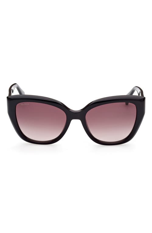 Max Mara 54mm Cat Eye Sunglasses In Shiny Black/gradient Brown