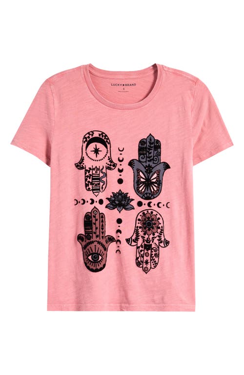 Shop Lucky Brand Hamsa Hands Graphic Print T-shirt In Peach Blossom