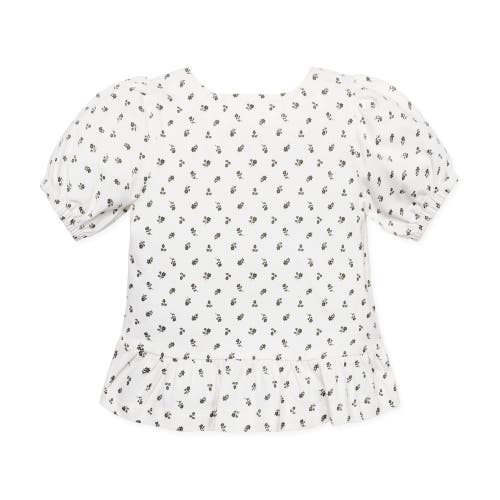 Hope & Henry Girls' Organic Knit Peplum Top, Kids In Provence Ditsy Floral