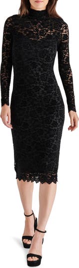 VIVIENNE Dress Black  Women's Mock Neck Midi Dress – Steve Madden