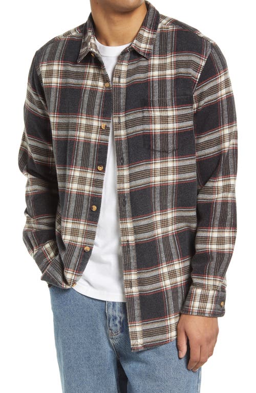 PacSun Men's Classic Fit Plaid Flannel Button-Up Shirt in Black
