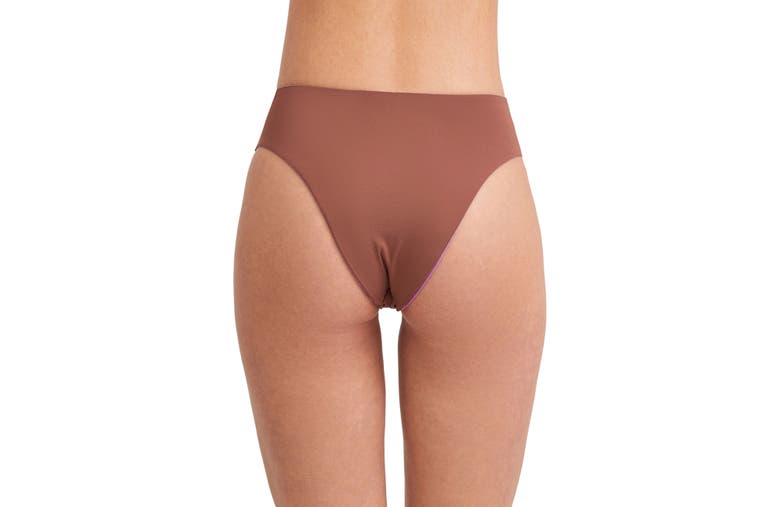 Shop Au Naturel By Gottex Solid Reversible High Leg High Waist Swim Bottom In Dusk Mauve