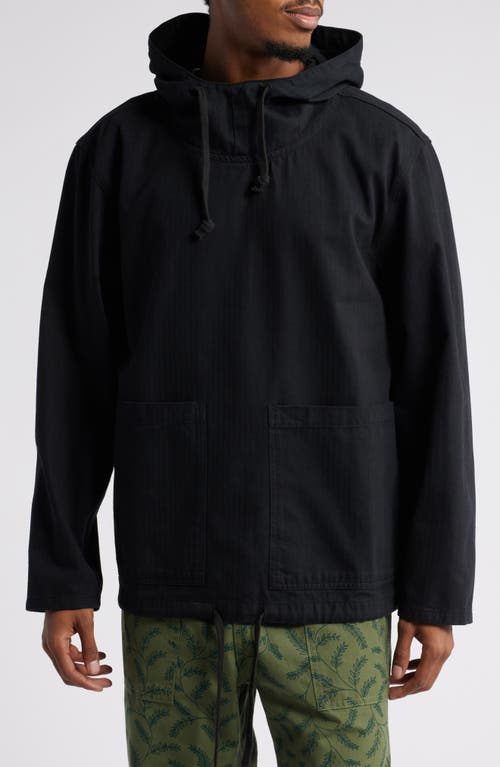 Shop Service Works Herringbone Market Smock Hoodie In Black