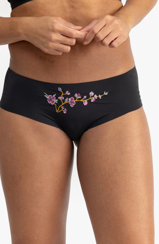 Shop Uwila Warrior Better Briefs Embroidered Seamless Briefs In Tap Shoe Black