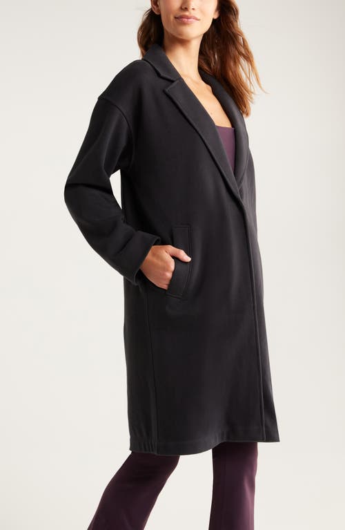 Shop Zella Cloud Fleece Longline Blazer In Black