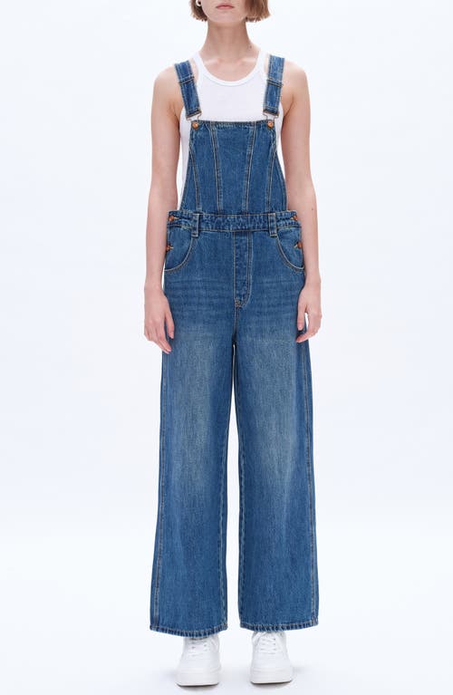 Shop Bayeas Straight Leg Denim Overalls In Medium Blue