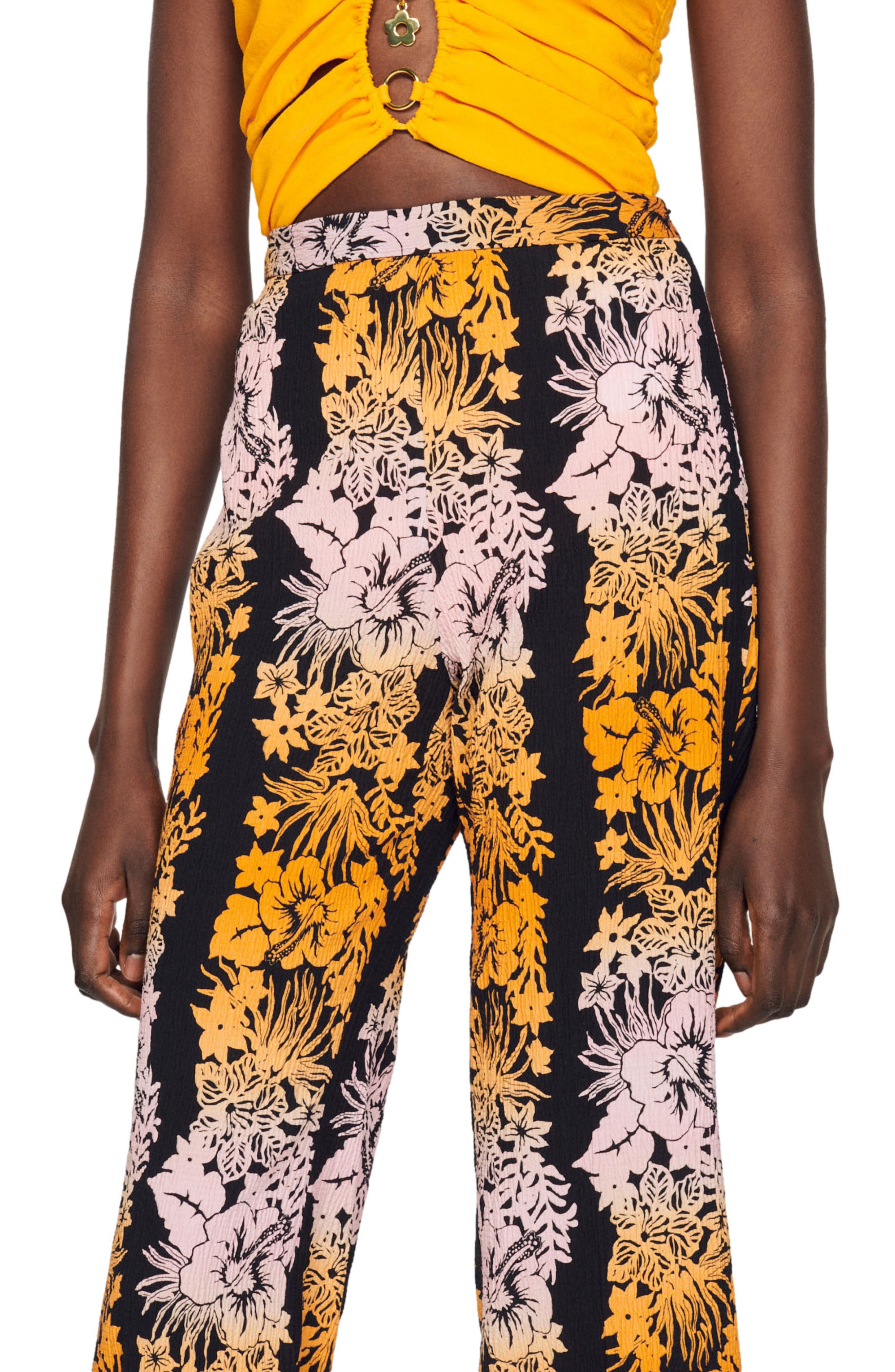 sandro Patti Floral High Waist Wide Leg Pants Nordstrom