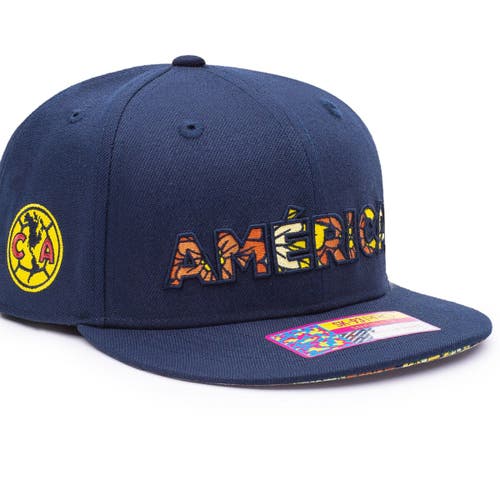 Men's Navy Club America Dia De Los Muertos Floral Snapback Hat