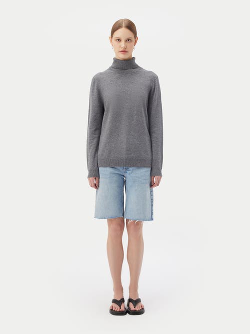 Shop Gobi Cashmere Classic Turtle Neck In Dim Gray