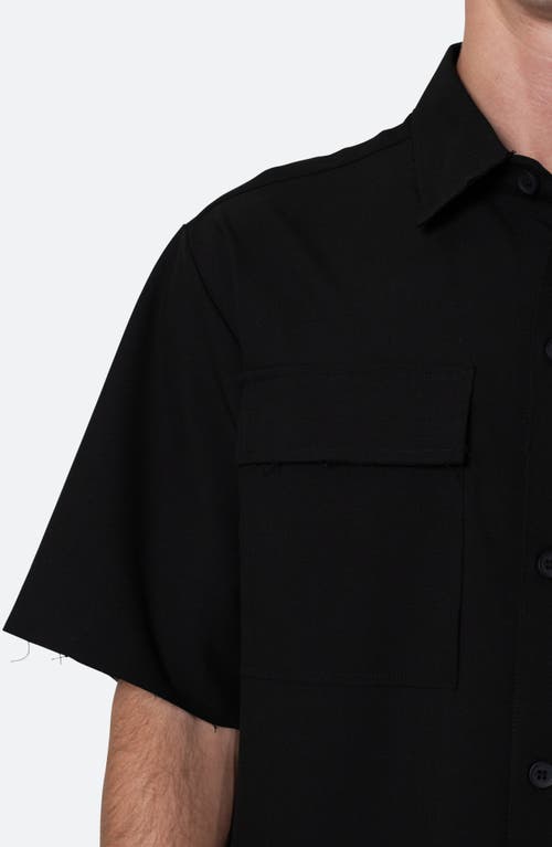 Mnml Oversize Crop Short Sleeve Button-up Shirt In Black