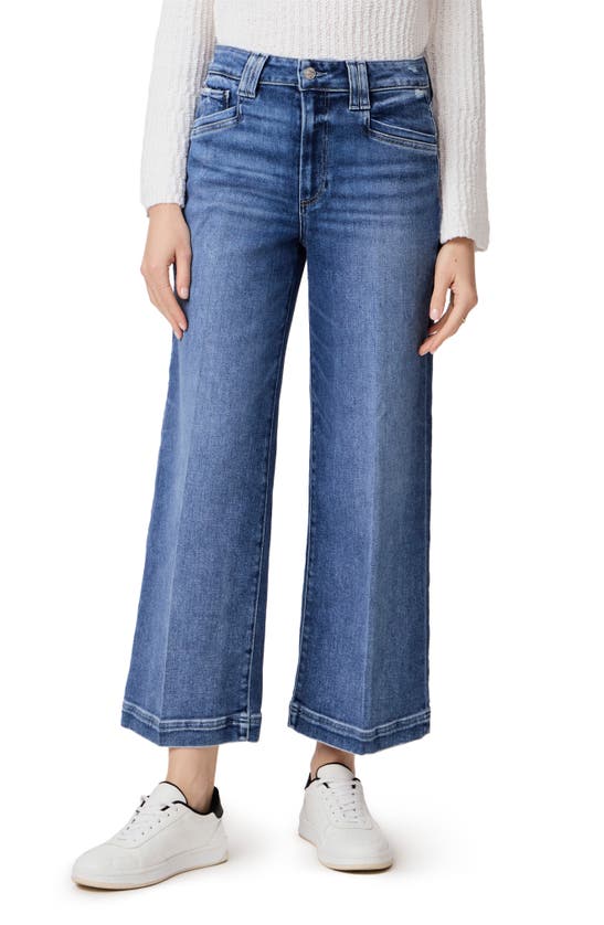 Shop Paige Anessa High Waist Ankle Wide Leg Carpenter Jeans In Olivin Distressed
