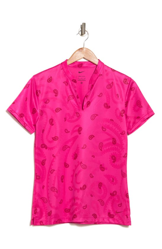 NIKE NIKE VICTORY DRI-FIT PRINT SPLIT NECK GOLF TOP