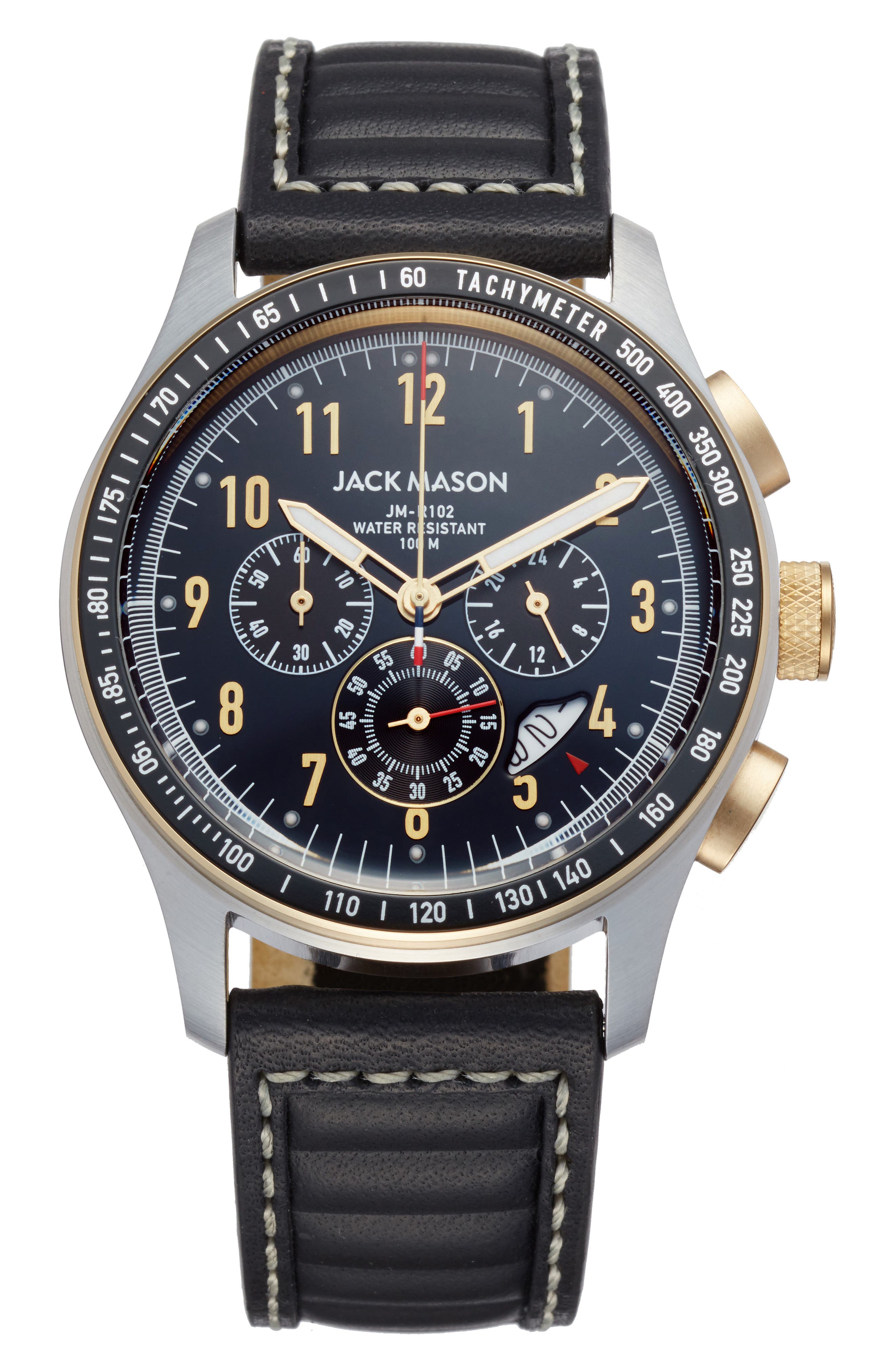 Jack Mason Racing Chronograph Leather Strap Watch, 42mm Nordstrom