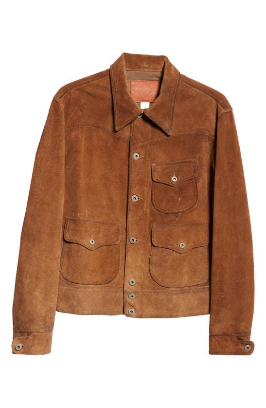 Shop Double Rl Alston Roughout Leather Jacket In Brown