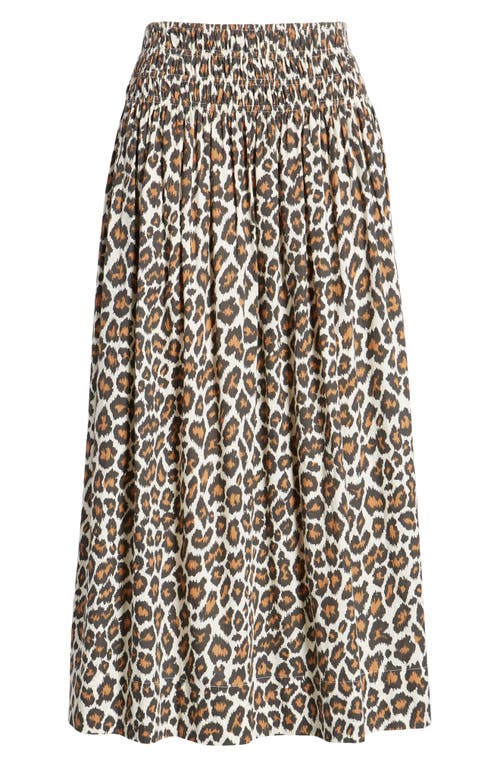 Shop The Great . The Viola Leopard Print Cotton Midi Skirt In Heritage Leopard