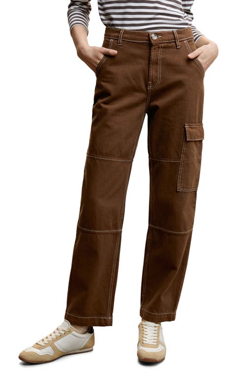 MANGO Straight Leg Cargo Jeans in Brown at Nordstrom, Size 2