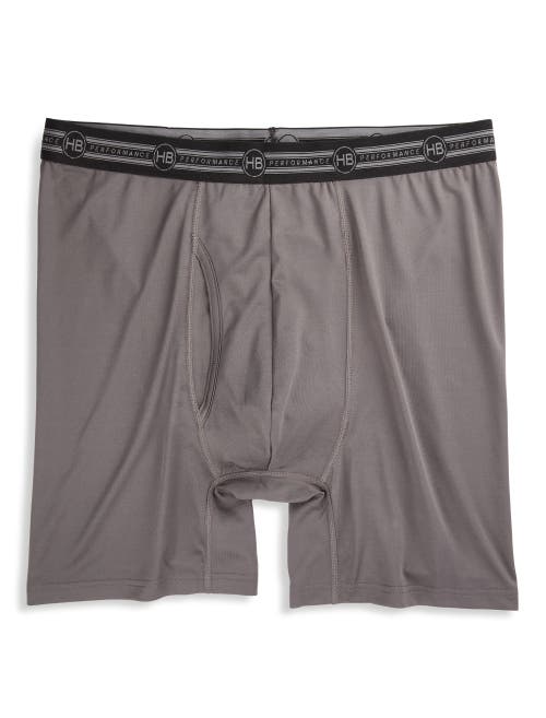 Harbor Bay Tech Stretch Solid Boxer Briefs In Grey Pinstripe