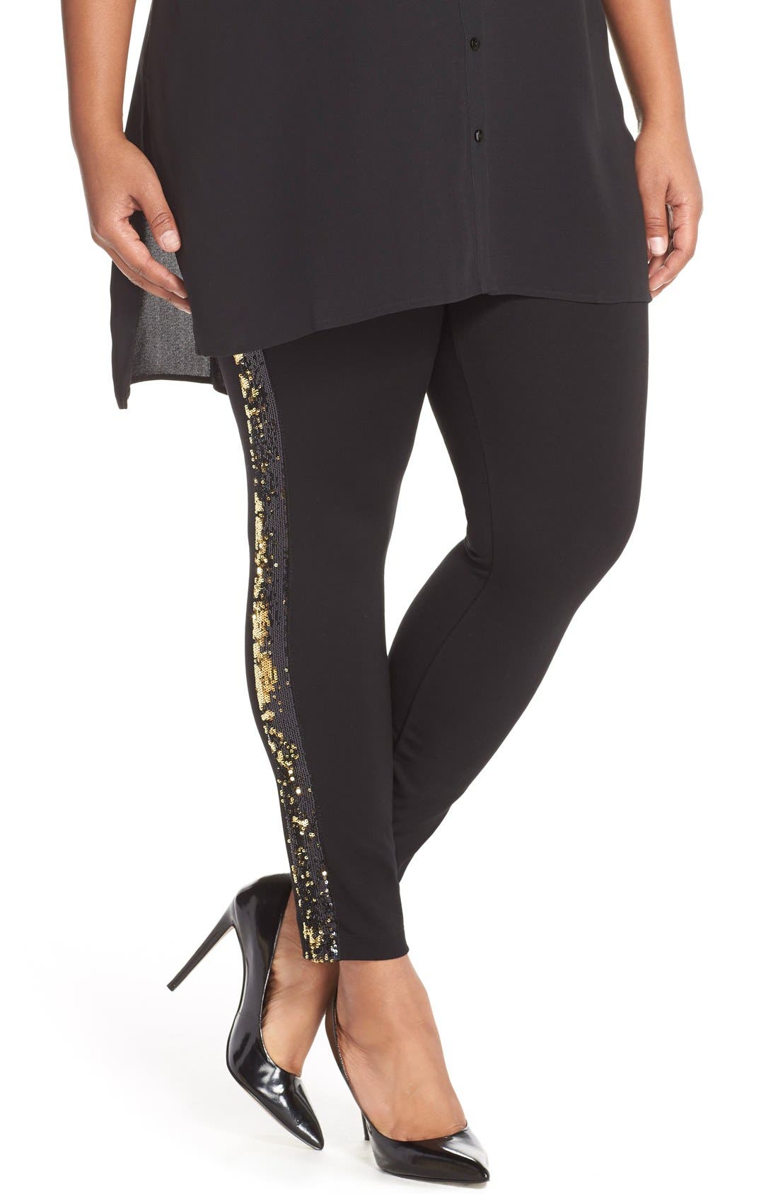 Lyssé Sequin Ponte Leggings (Plus Size) Nordstrom