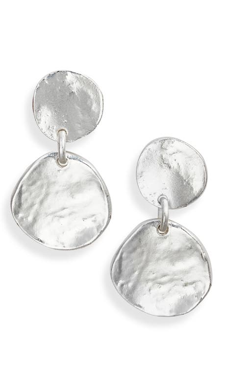 Medallion Disc Drop Earrings in Silver