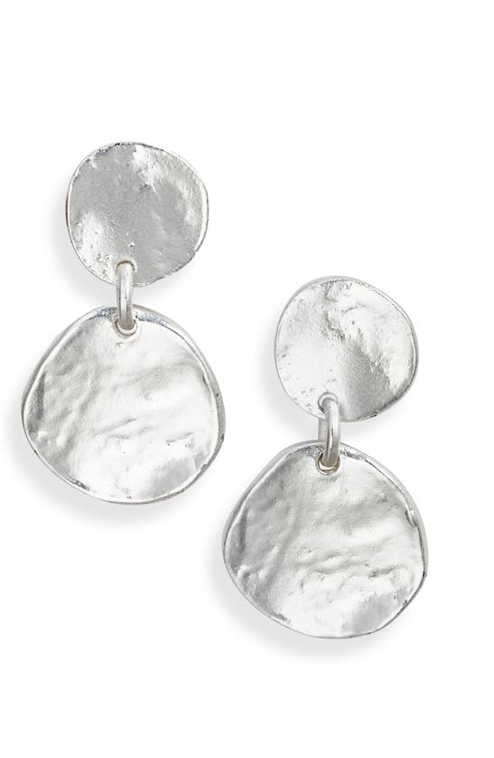 Shop Karine Sultan Medallion Disc Drop Earrings In Silver