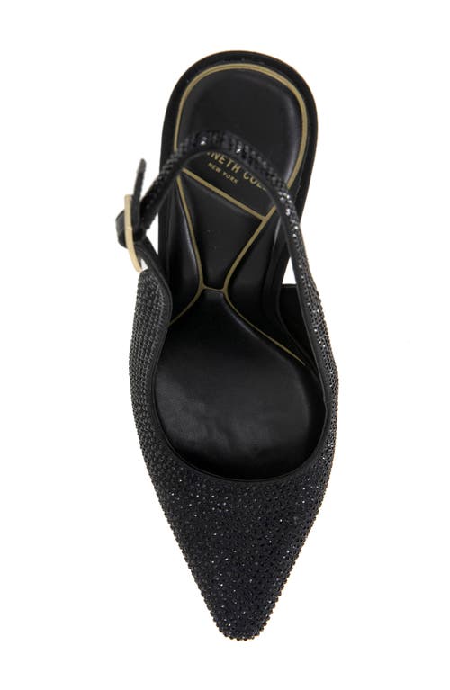 Kenneth Cole Quinnly Crystal Slingback Pointed Toe Pump In Black Satin