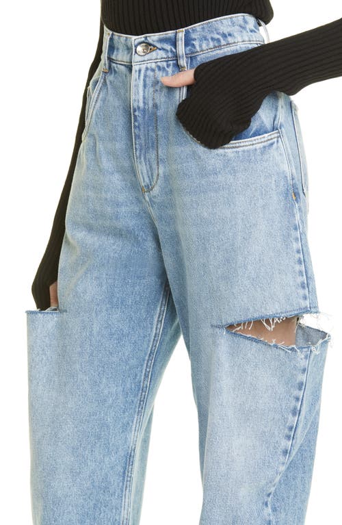 Maison Margiela Womens Blue Icons Cut-out Straight-leg High-rise Jeans In Denim