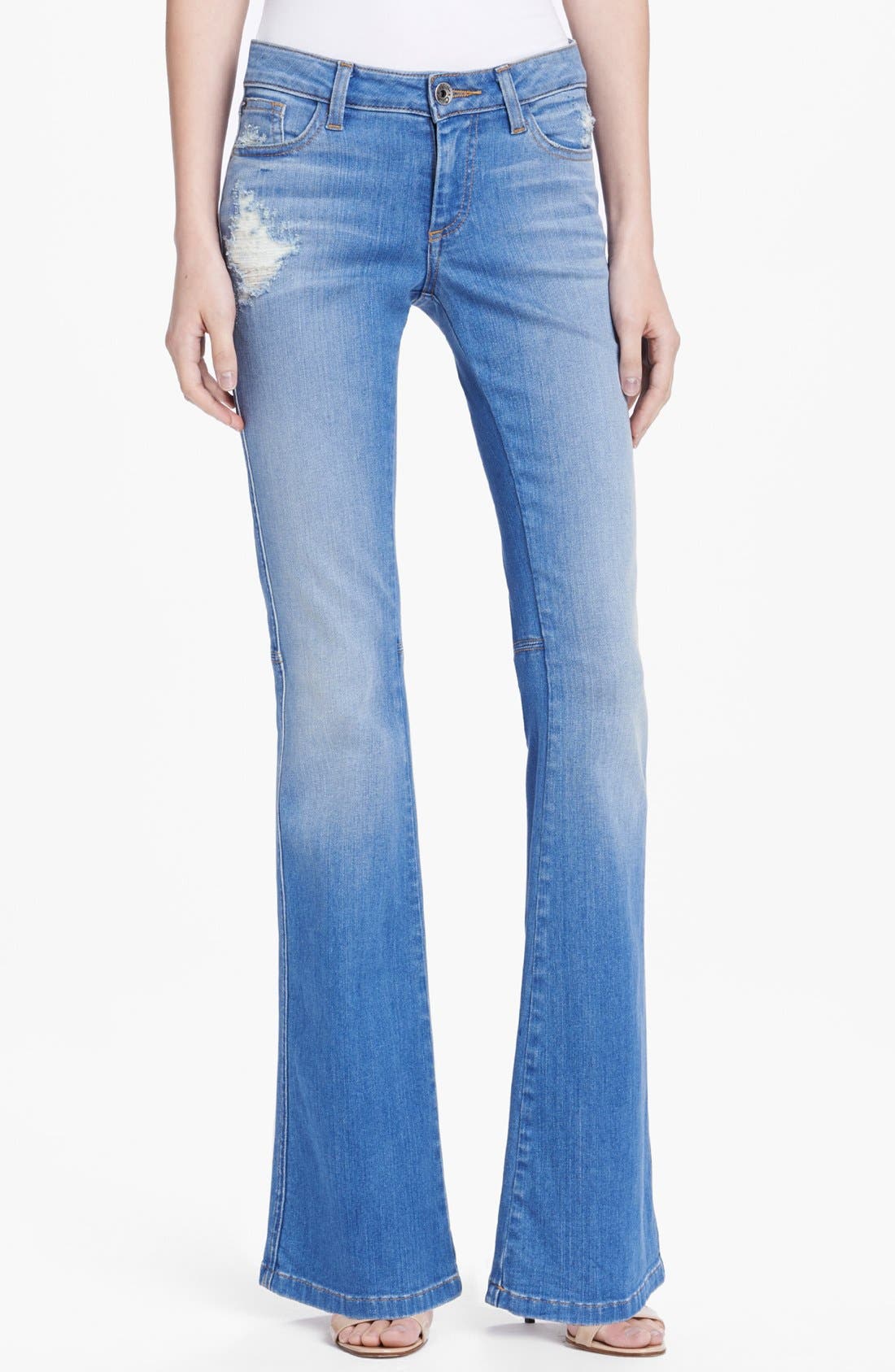Alice + Olivia 'Stacy' Distressed Bell Bottom Jeans | Nordstrom