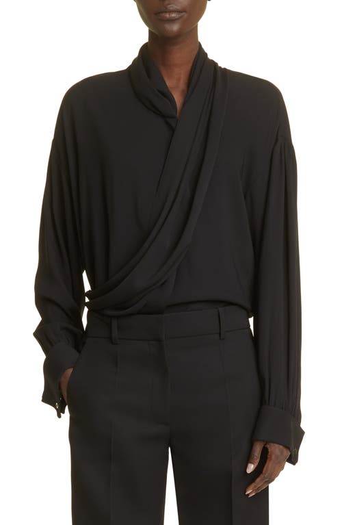 The Row Darnelle Draped Silk Top in Black at Nordstrom, Size 10