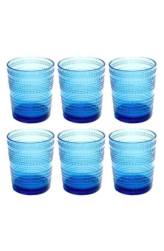 Tarhong Set Of 6 Beaded Dof Glasses In Blue