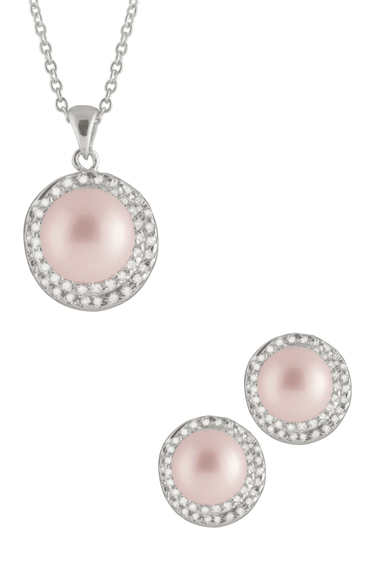 Splendid Pearls Rhodium Plated Sterling Silver 8.59mm Pink Cultured
