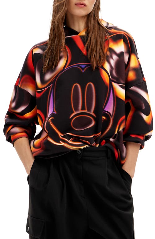 Desigual Mickey Mouse Cotton Graphic Hoodie Black at Nordstrom,