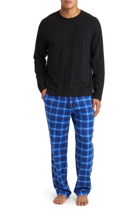  Men's Winter Brushed Woven Cotton Pajamas Set Striped