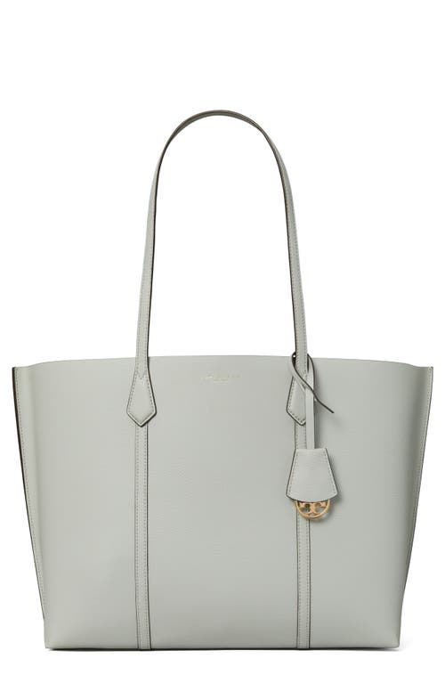 Shop Tory Burch Perry Triple Compartment Leather Tote In Feather Gray