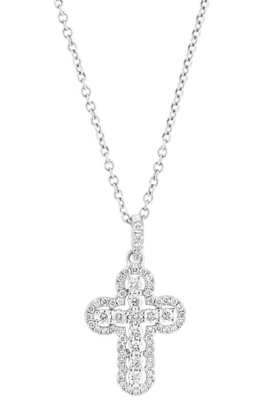 Effy 14k White Gold Diamond Cross Pendant Necklace In Metallic