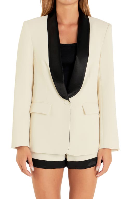 Shop Endless Rose Satin Lapel Blazer In Ivory