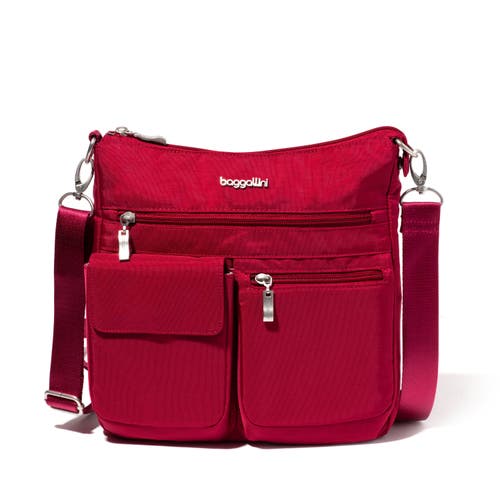 Shop Baggallini Modern Everywhere Slim Crossbody Bag With Rfid Wristlet In Crimson Red