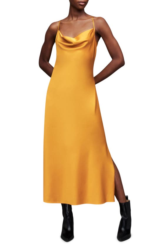 Allsaints Hadley Slipdress In Ochre Yellow