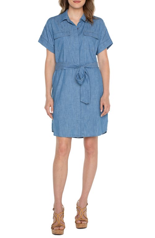 Liverpool Los Angeles Belted Denim Shirtdress Chambray at Nordstrom,