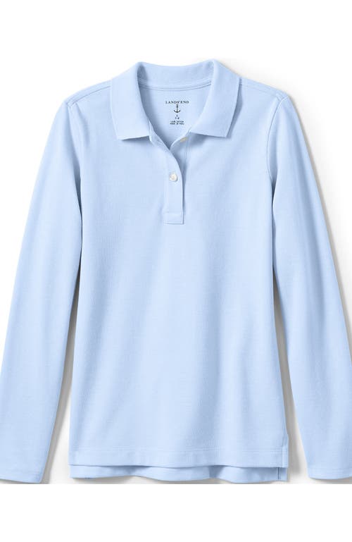 Shop Lands' End School Uniform Girls Long Sleeve Feminine Fit Mesh Polo Shirt In Blue