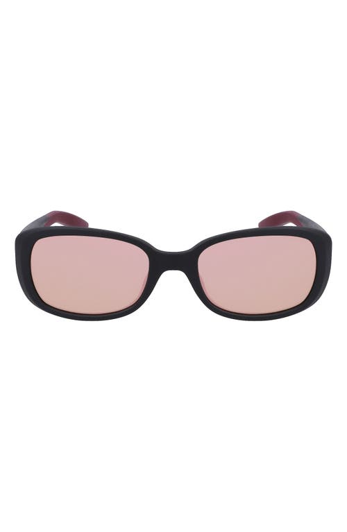 Nike Epic Breeze 135mm Rectangular Sunglasses In Matte Black/rose Gold Mirror