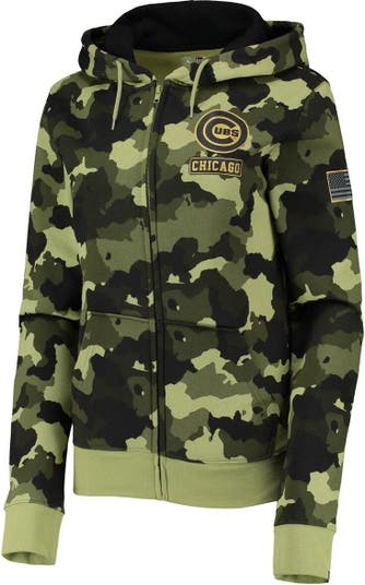 Women's New Era Green Chicago Cubs 2022 MLB Armed Forces Day Camo Full-Zip Hoodie Size: Large