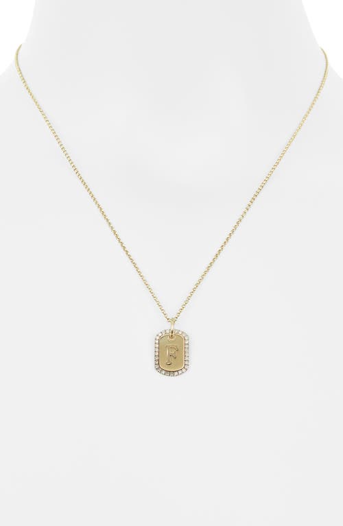 Meshmerise Diamond Initial Dog Tag Pendant Necklace In Yellow-f