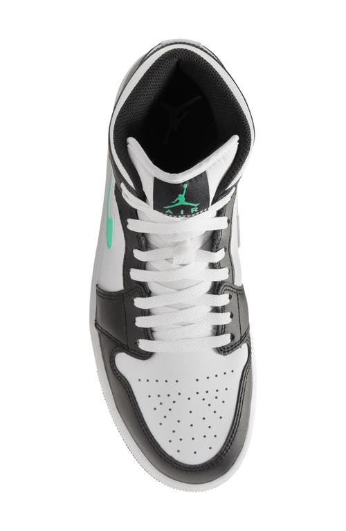 Shop Jordan Air  1 Mid Sneaker In White/green Glow/black