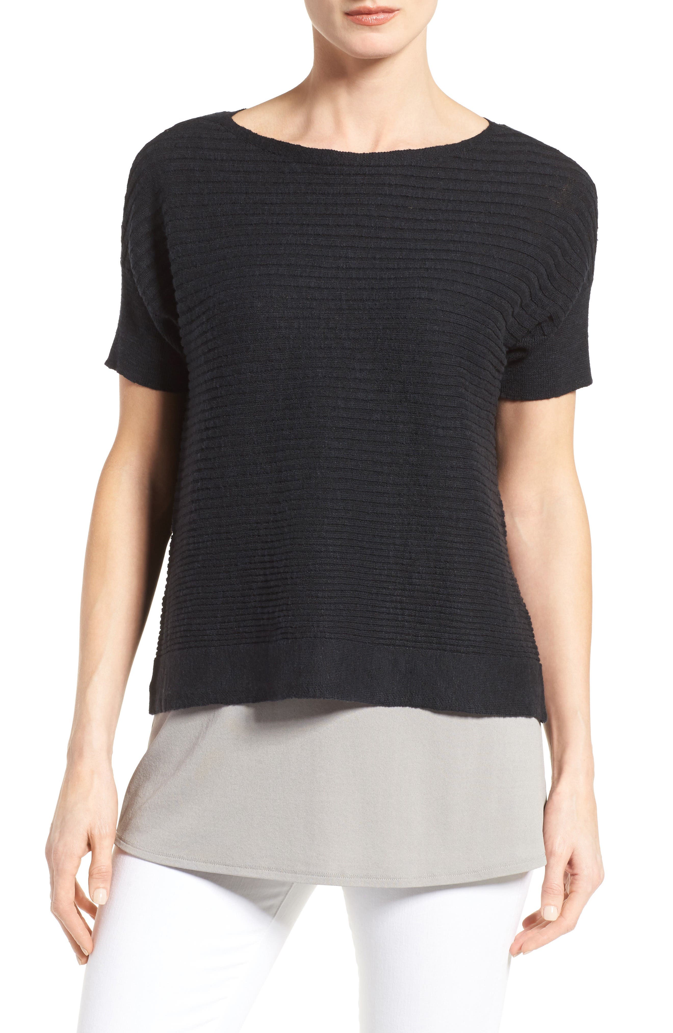 Eileen Fisher Organic Linen & Cotton Boxy Sweater (Regular & Petite ...