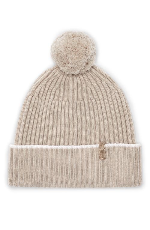 Shop Brunello Cucinelli Cashmere Rib Knit Beanie In Hazelnut