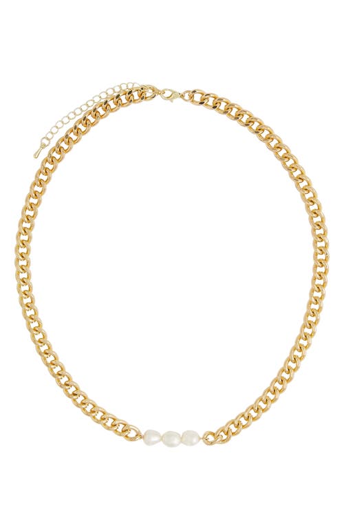 Lucille Freshwater Pearl Curb Chain Necklace in Gold