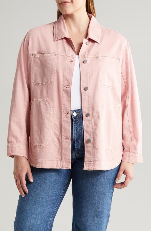 Liverpool Los Angeles Denim Shirt Jacket in Rose Blush at Nordstrom, Size 1X