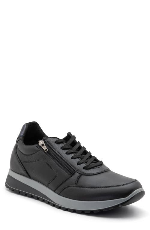 Murray Zip Sneaker in Black Nappa Leather